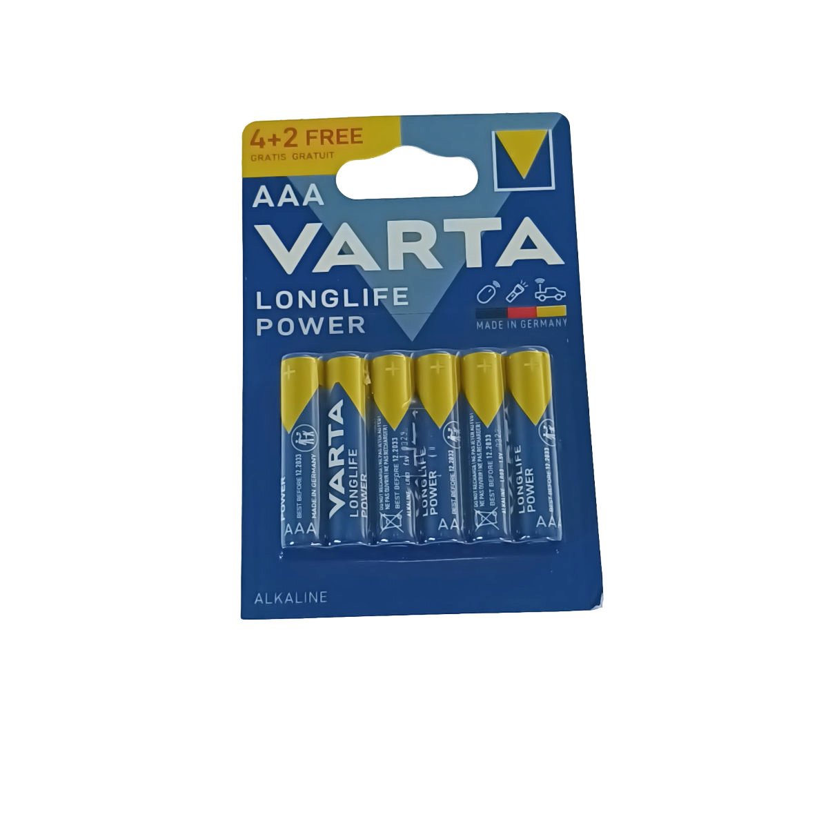 Set 4+2 baterii alcaline VARTA tip AAA, Longlife Power, in blister [1]