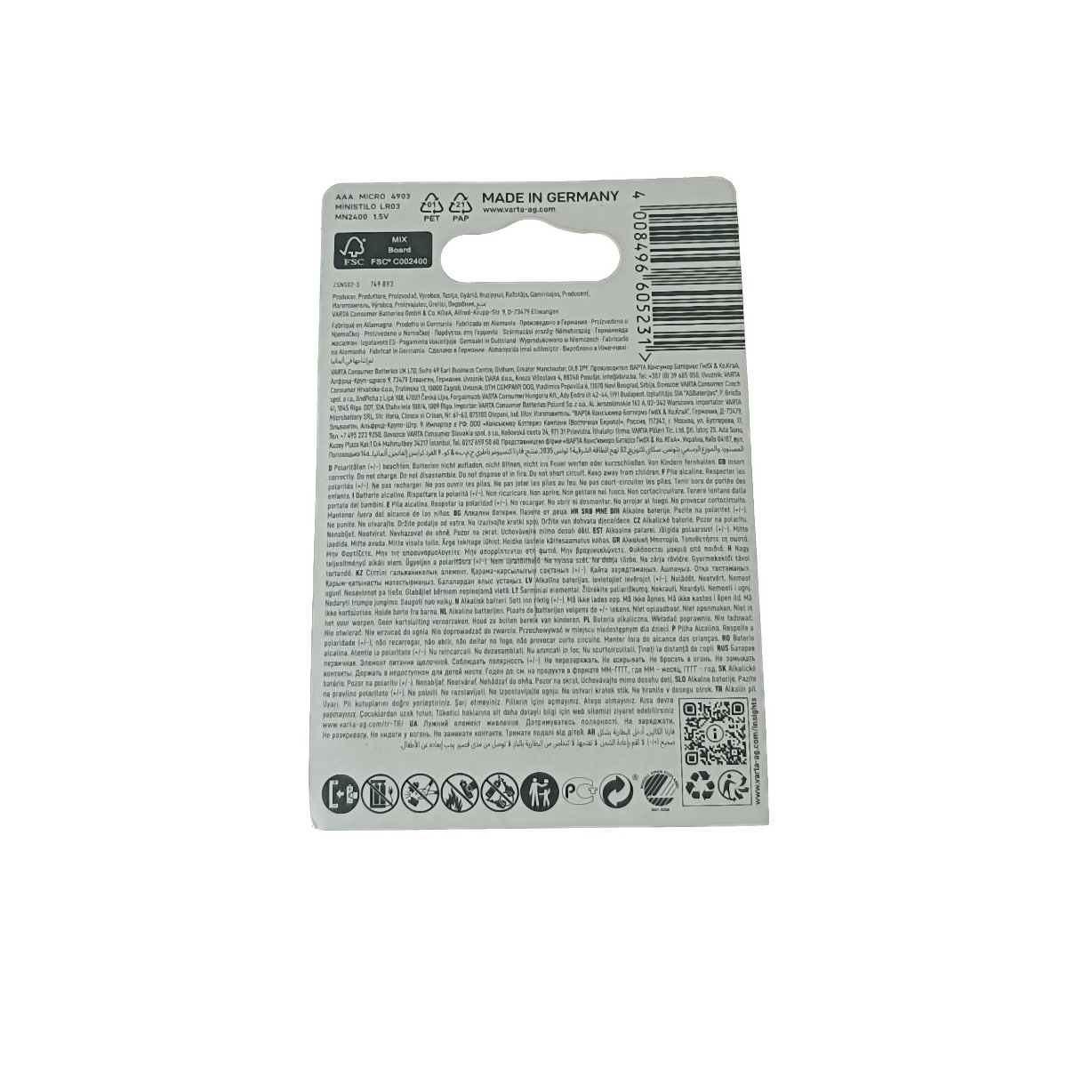 Set 4+2 baterii alcaline VARTA tip AAA, Longlife Power, in blister [4]