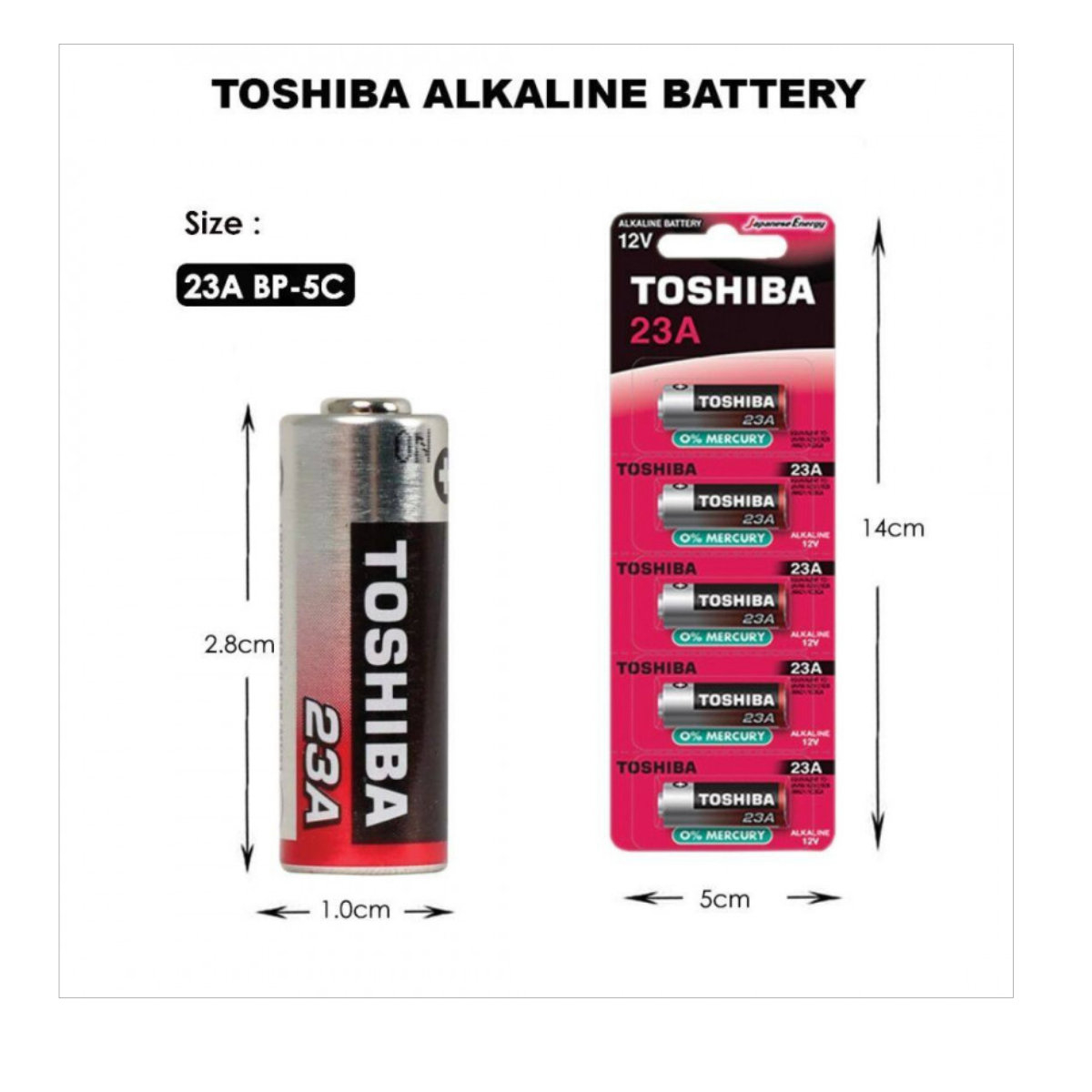 Set 5 Baterii Alcaline Toshiba LR23 A, in blister [3]