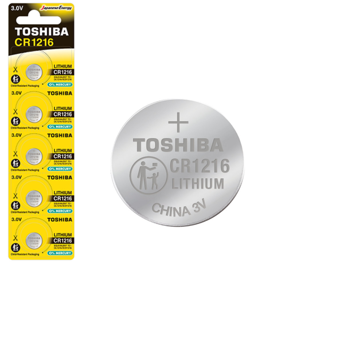 Set 5 baterii Litiu 3V CR1216, tip moneda, Toshiba 10807, in blister [1]