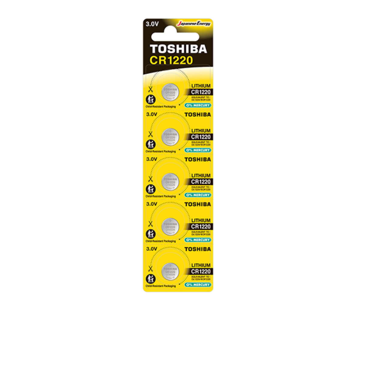 Set 5 baterii Litiu 3V CR1220, tip moneda, Toshiba 10808, in blister [2]