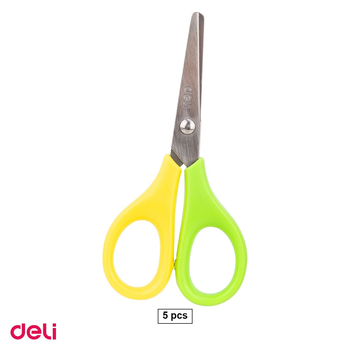 Set 5 foarfece scolare Deli bicolore, 11.5 cm, lama din otel inoxidabil, culori asortate [1]
