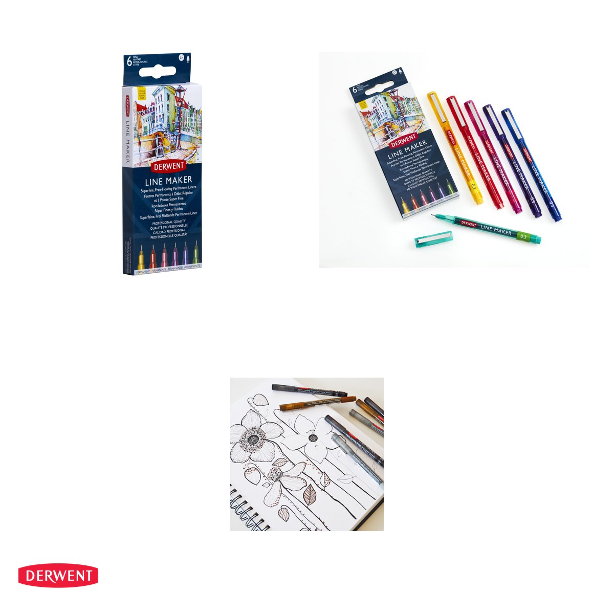 Set 6 linere colorate Derwent Professional, varf 0.3 mm, culori asortate [4]