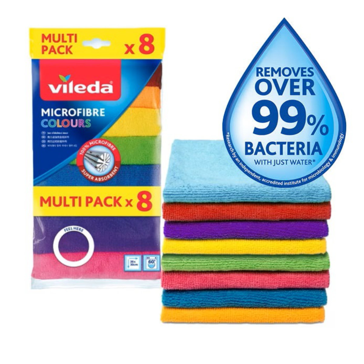 Set 8 lavete Vileda Microfibre Colors 18597, multifunctionale, 30 x 30 cm, din microfibre absorbante, multicolor [3]