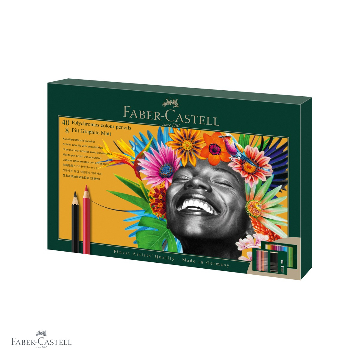 Set cadou 40 creioane colorate Faber-Castell Polychromos + 8 creioane grafit Matt + accesorii, pentru artisti profesionisti [1]