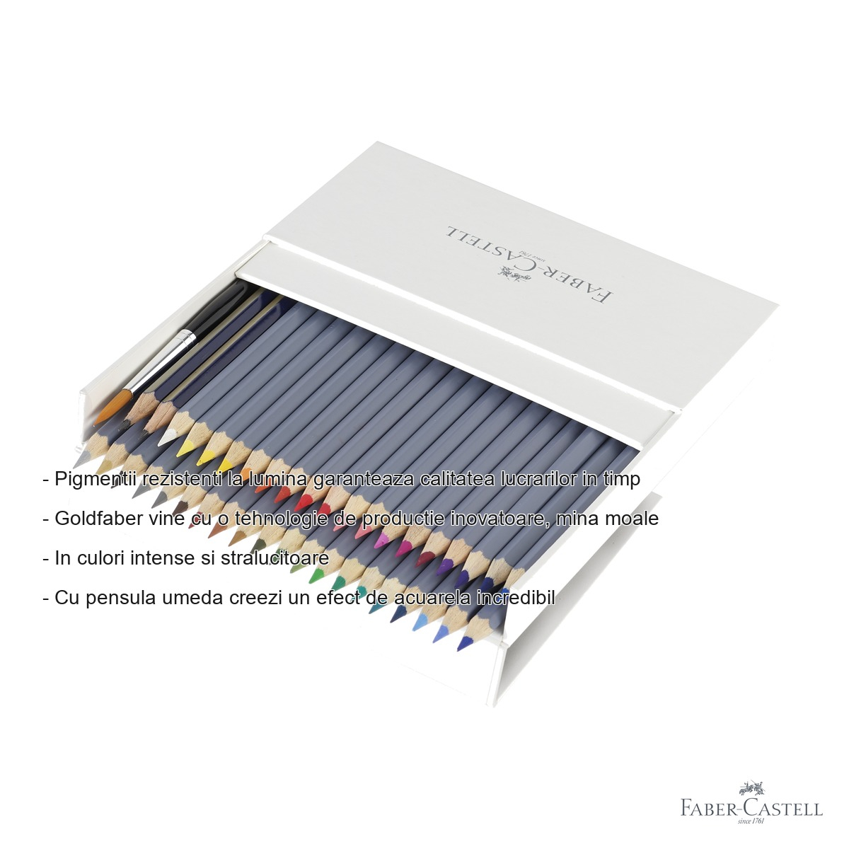 Set creioane colorate acuarela Faber-Castell Goldfaber Studio, 38+2 culori, cu pensula inclusa [2]