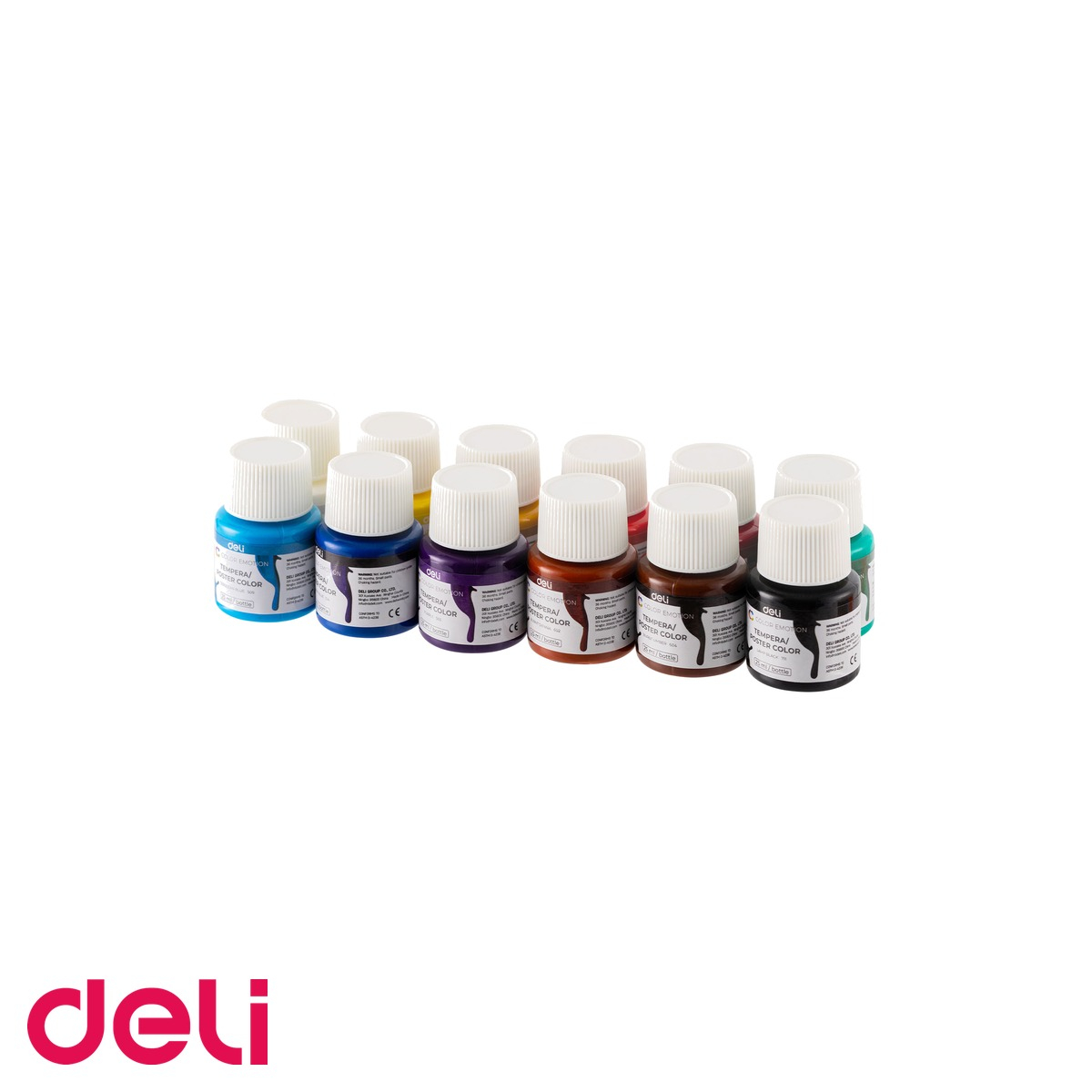 Set guase 12 culori 25ml Deli Color Emotion, culori opace intens pigmentate, pentru scoala si timp liber [1]