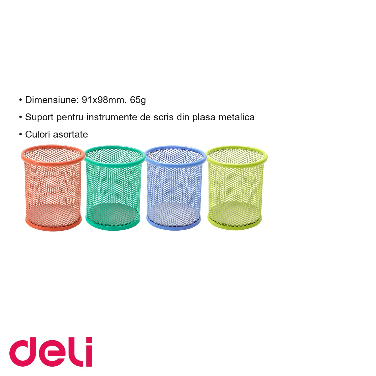 Suport instrumente de scris Deli Mesh Color, plasa metalica colorata, pentru birou si papetarie [3]