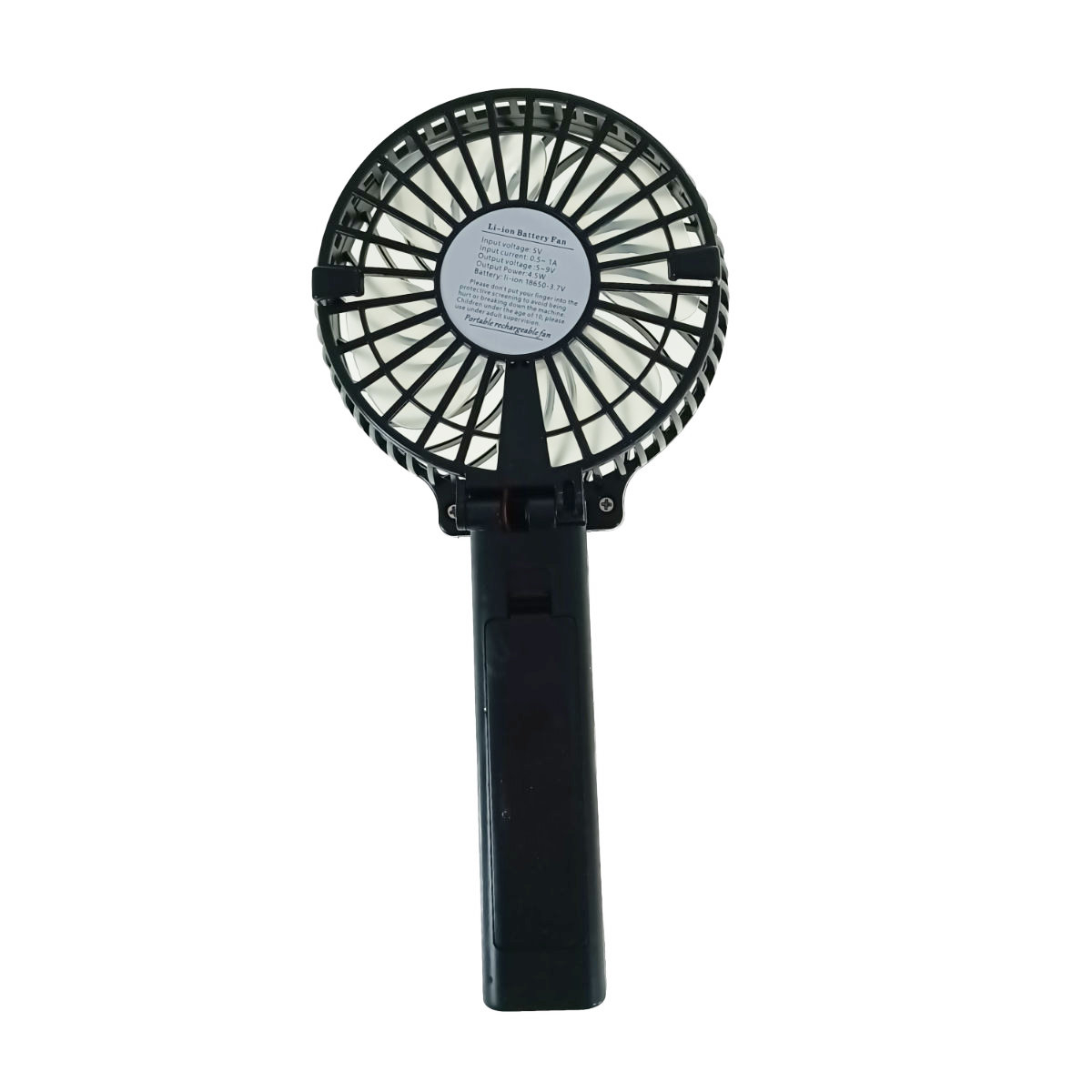 Ventilator portabil, 10.5 cm, cu acumulator 18650, putere 3W, cu maner pliabil, negru [1]