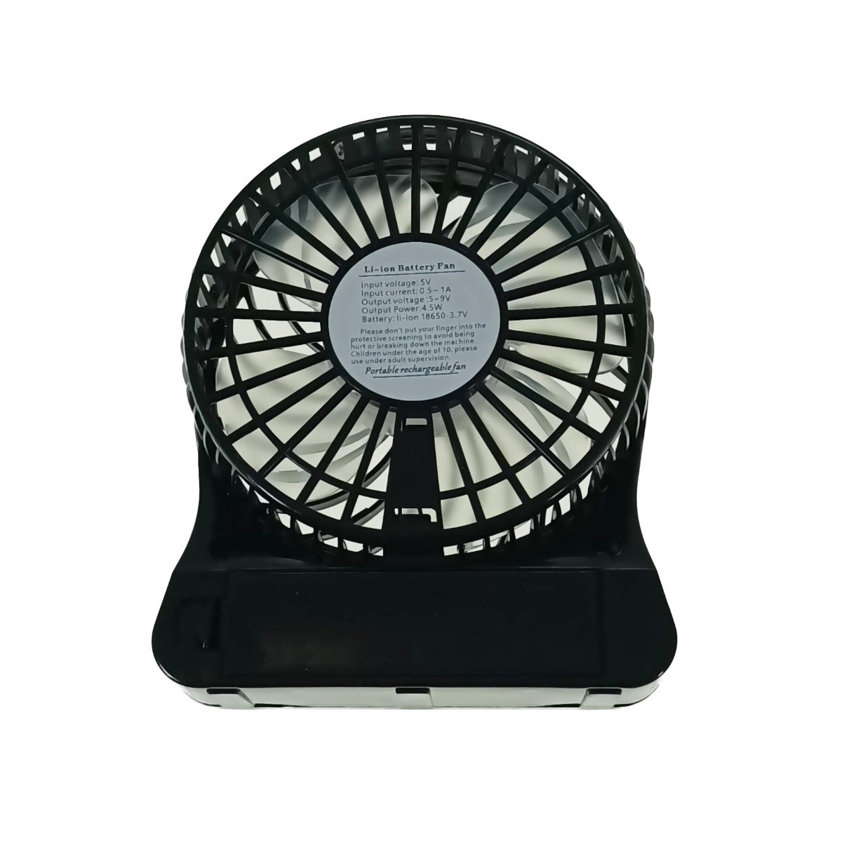 Ventilator de birou cu acumulator 18650 incorporat, lungime de 14cm, cablu de alimentare microUSB, 13313, negru [3]