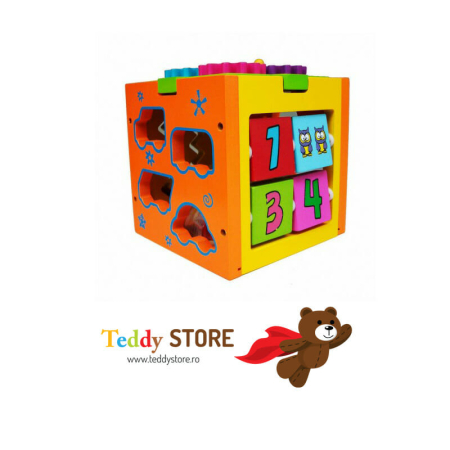 Jocuri - Cub de lemn educativ Montessori 5 in 1