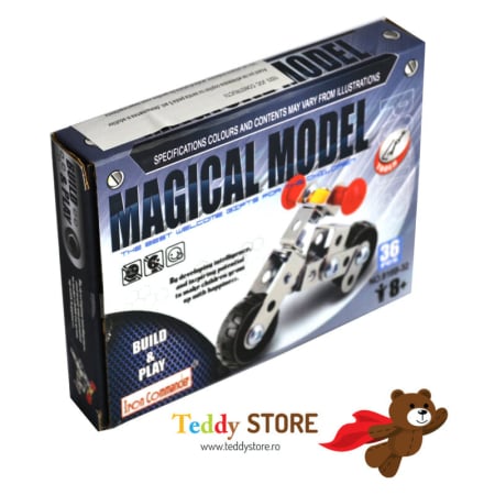 Jocuri - Joc constructie metalic 23 piese- Motocicleta