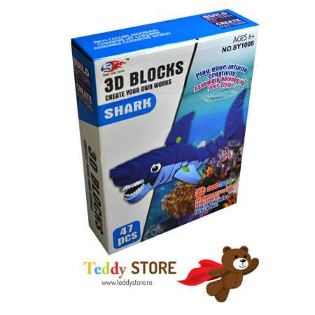 Jocuri - Lego din Spumă Rechin – Set educativ și creativ pentru copii