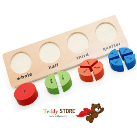 Puzzle-uri - Puzzle Montessori Părțile Întregului - Jucărie Educativă din Lemn pentru Copii