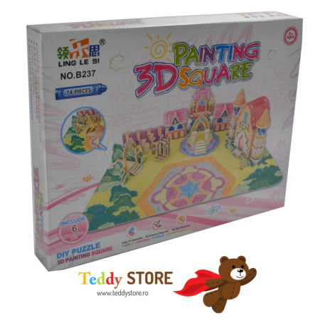 Jocuri - Puzzle 3D din carton Coloreaza si asambleaza