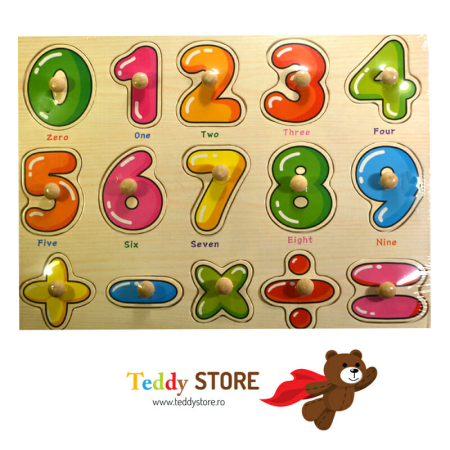 Puzzle-uri - Puzzle din lemn cifre și semne matematice jucărie educativă copii