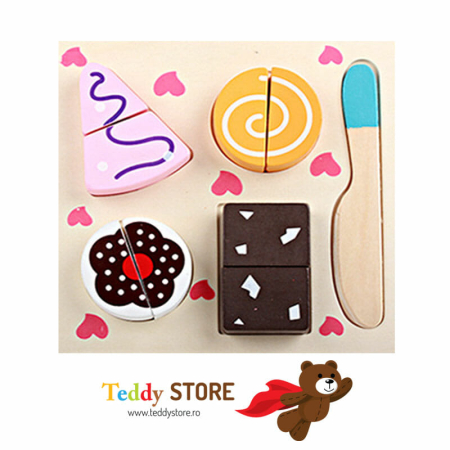 Puzzle-uri - Puzzle din lemn cu prajituri de taiat