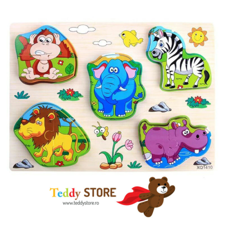 Puzzle-uri - Puzzle din lemn "Zoo Friends"