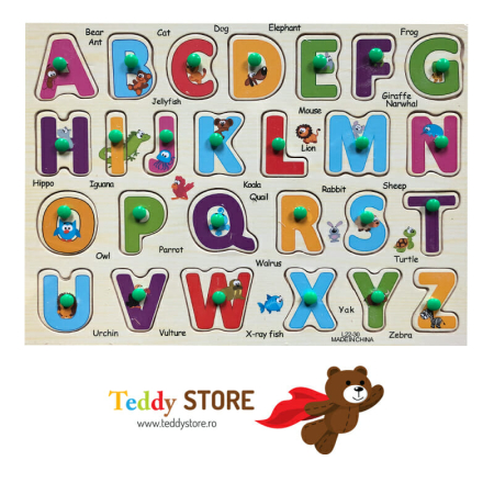 Puzzle-uri - Puzzle incastru din lemn ,,Alfabet A-Z"