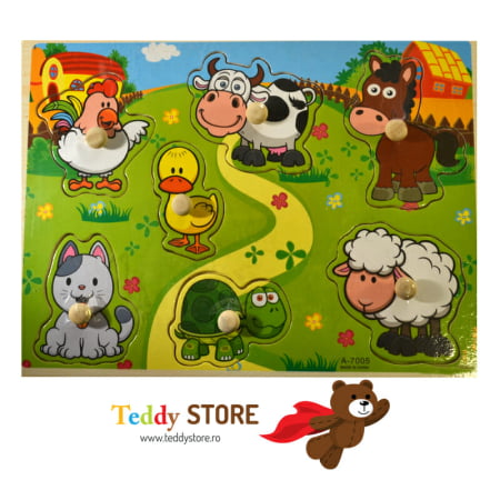 Puzzle-uri - Puzzle incastru din lemn,,Animalute"