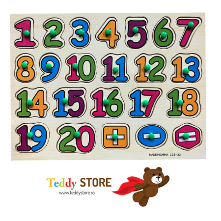Puzzle-uri - Puzzle incastru din lemn cu semne matematice ,,0-20"