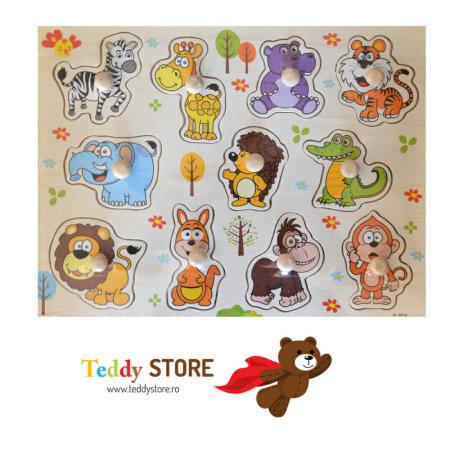 Puzzle-uri - Puzzle incastru din lemn ,,Little animals"
