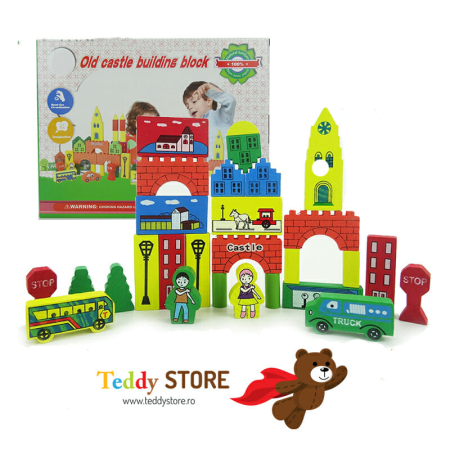 Puzzle-uri - Set constructie cuburi din lemn "Old Castle"