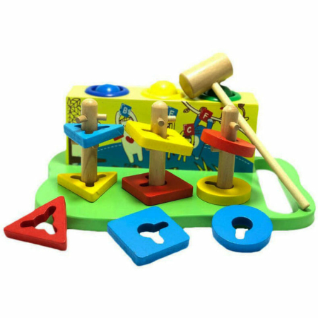 Jocuri - Sortator forme geometrice și joc cu bile și ciocan jucărie educativă copii