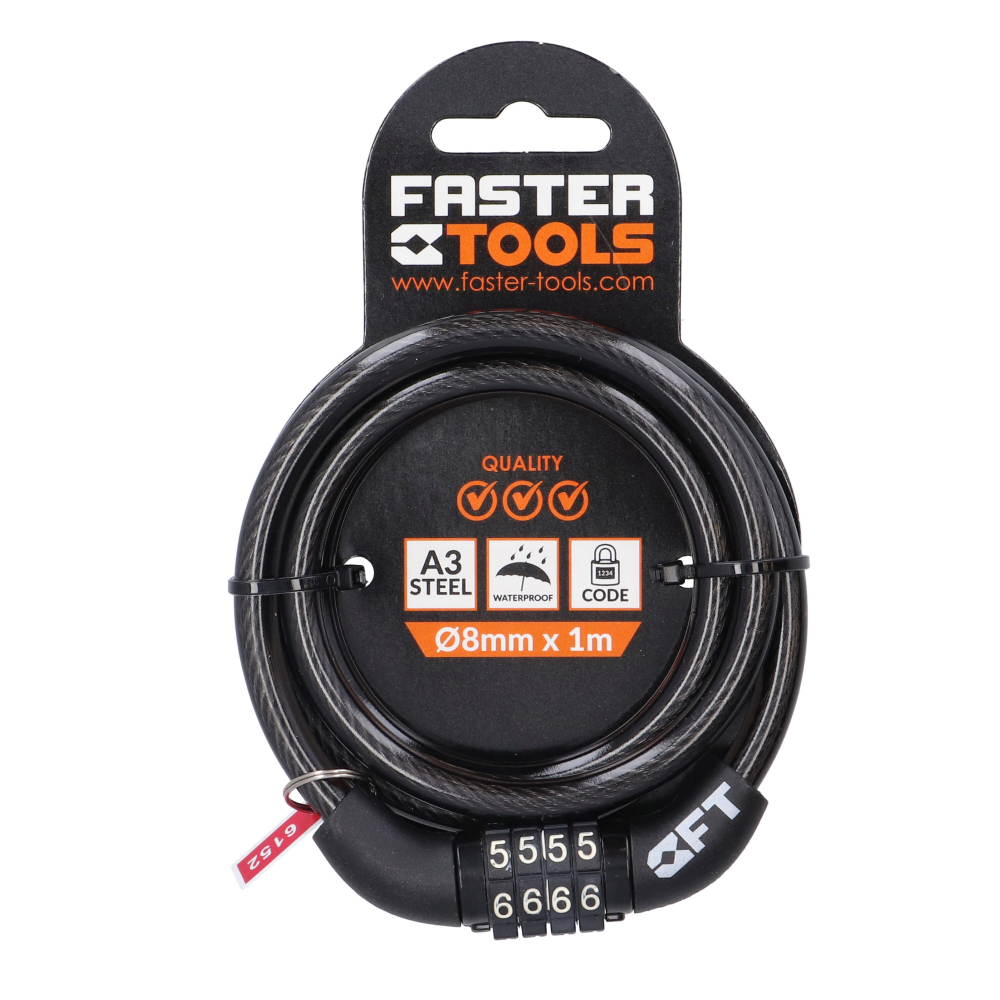 Antifurt pentru bicicleta sau porti cu cifru 8mmX1m Faster Tools [2]