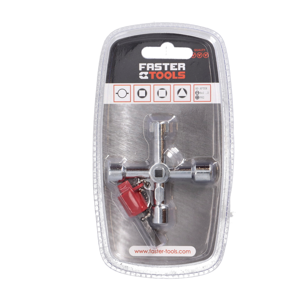 Cheie pentru dulapurile tehnice 4  + bit cu 2 capete Faster Tools [3]