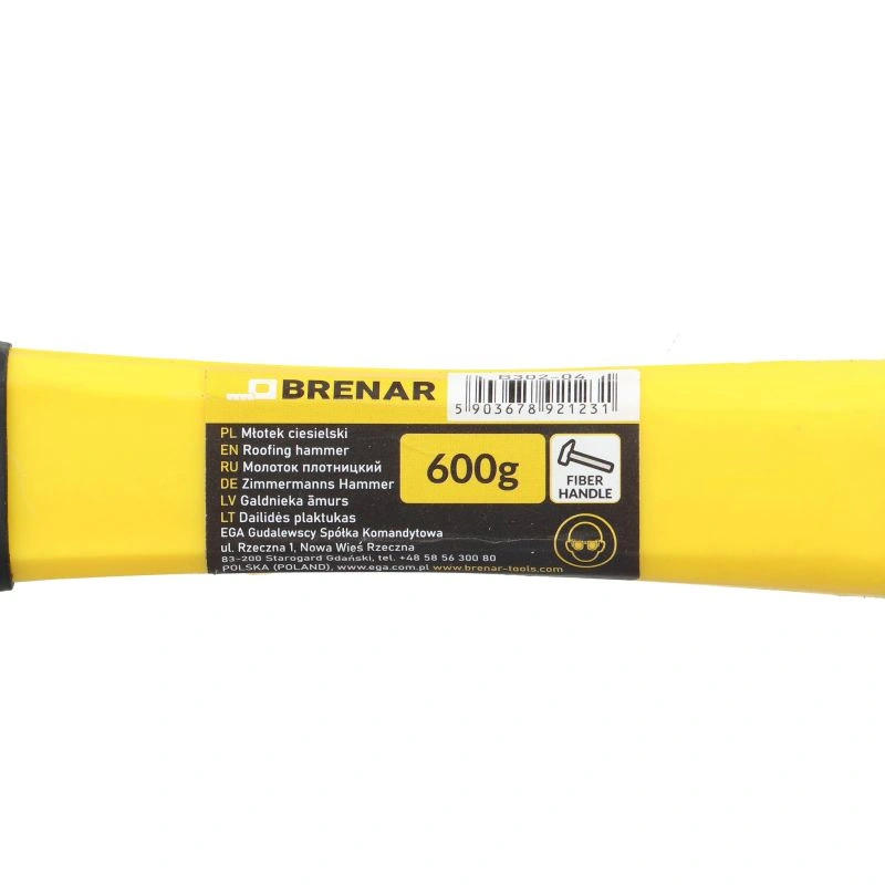 Ciocan dulgher cu 1 dintre cu maner din fibra 600gr Brenar [6]
