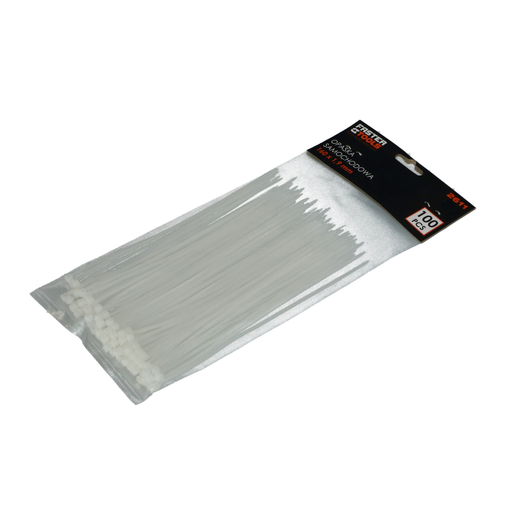 Coliere din plastic albe 2.5x90mm 100buc/set Faster Tools [2]