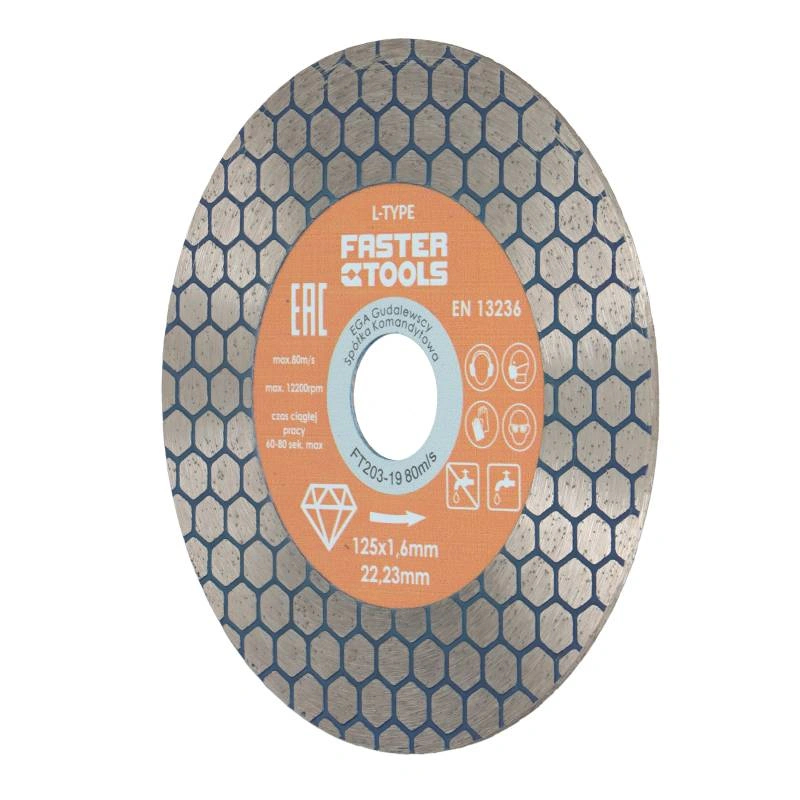 Disc diamantat fagure pentru taiere ceramica dura, gresie portelanata, piatra naturala 125x1.6mm Faster Tools L-Type [1]