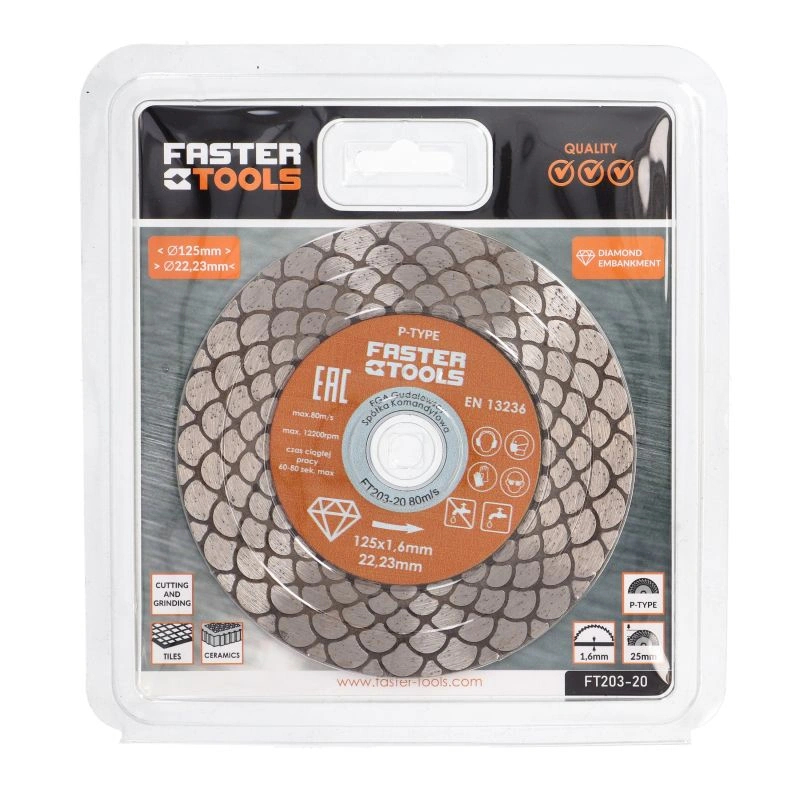 Disc diamantat fagure pentru taiere ceramica dura, gresie portelanata, piatra naturala 125x1.6mm Faster Tools P-Type [5]