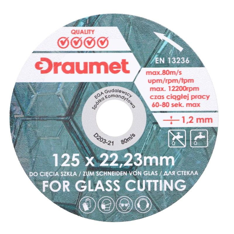 Disc diamantat pentru taiere sticla 125x1.2mm Draumet [3]
