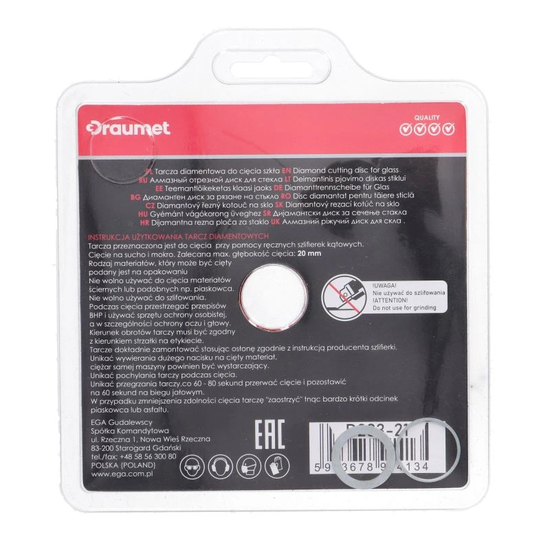 Disc diamantat pentru taiere sticla 125x1.2mm Draumet [6]