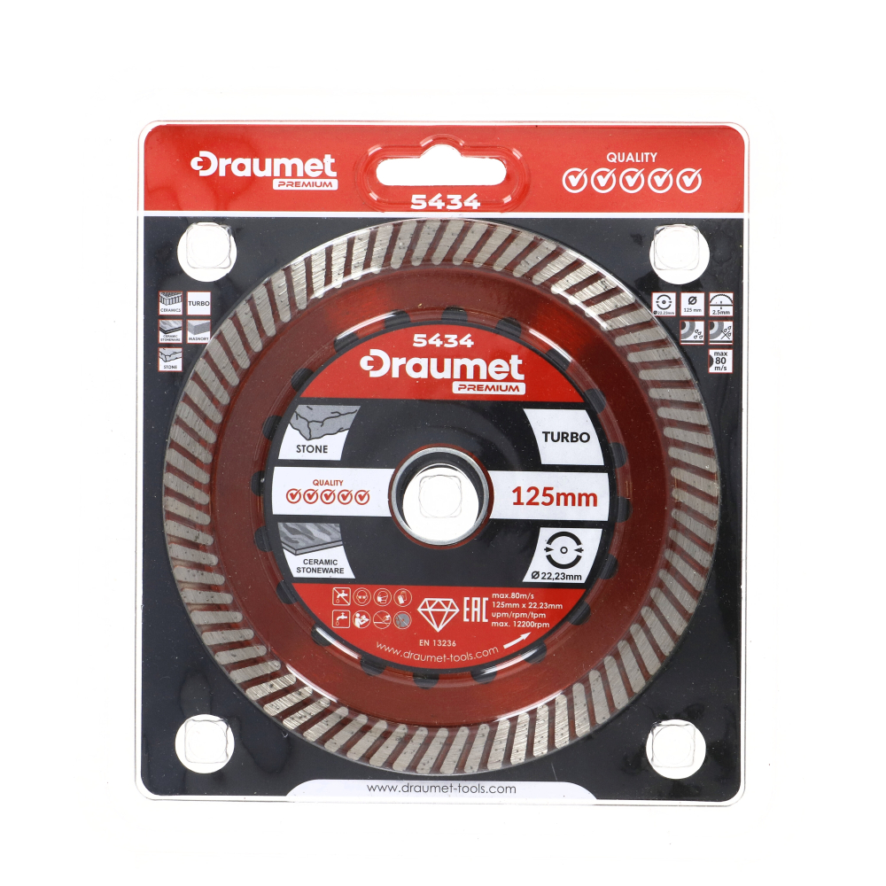 Disc profesional turbo taiere beton si ceramica 125X22.2X2.5mm Draumet [3]