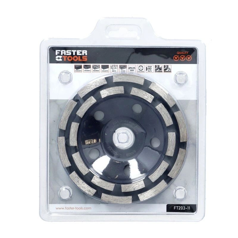 Disc slefuire tip cupa cu pastile vidia duble 125mmx22.2 Faster Tools [5]
