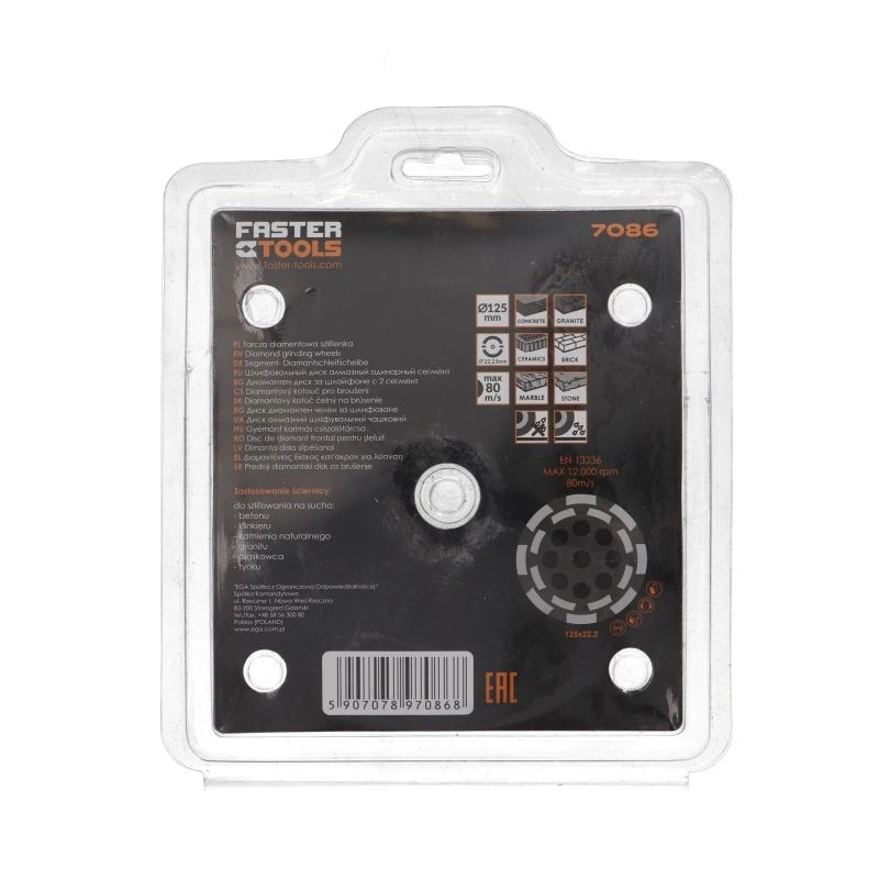 Disc slefuire tip cupa cu pastile vidia duble 125mmx22.2 Faster Tools [7]