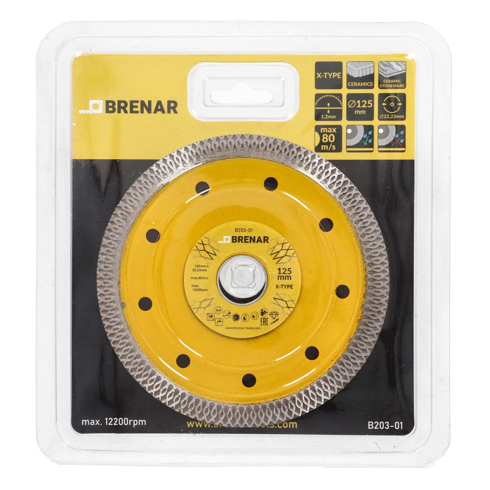 Disc subtire turbo pentru taiere ceramica dura, gresie portelanata 125x1.2mm Brenar [5]