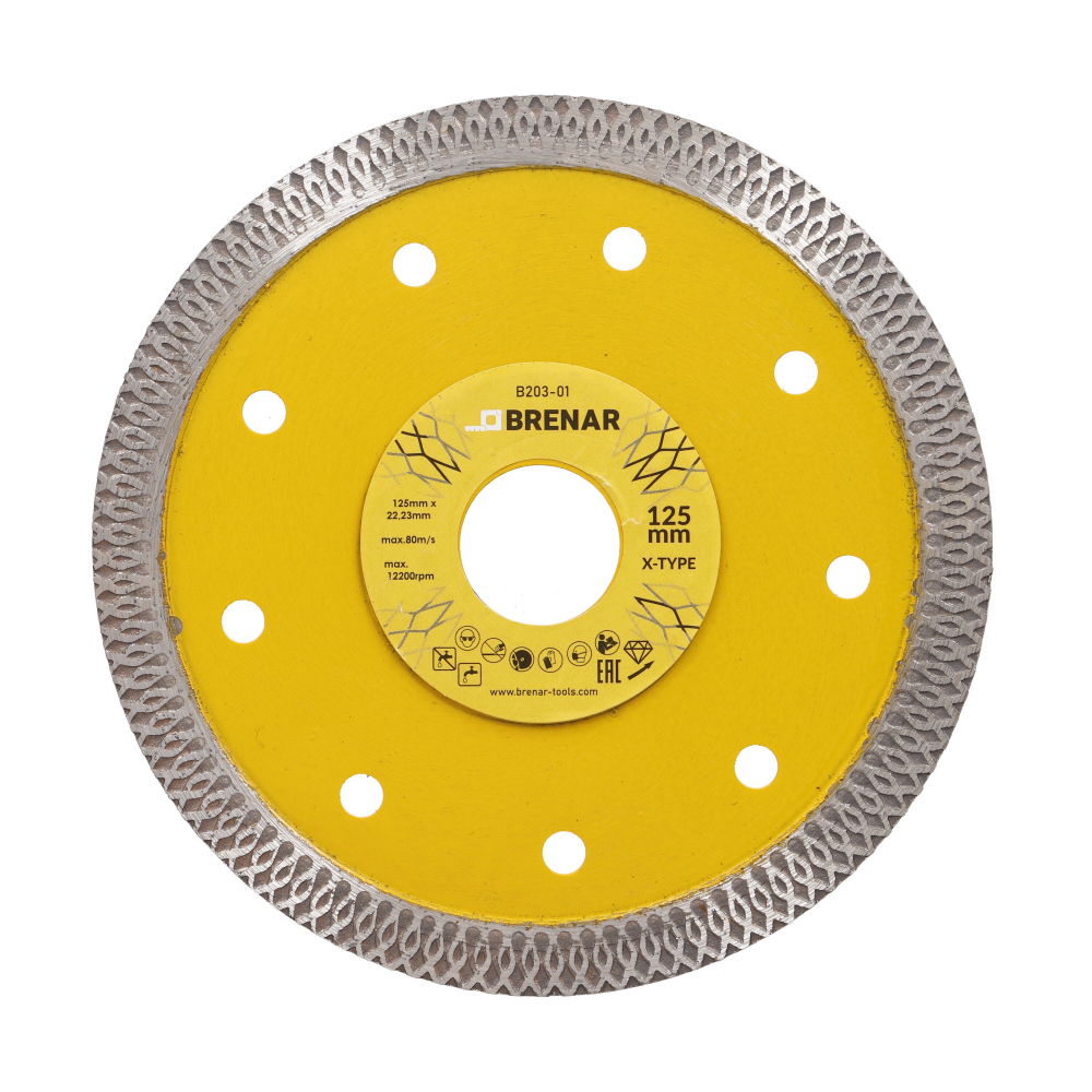 Disc subtire turbo pentru taiere ceramica dura, gresie portelanata 125x1.2mm Brenar [2]