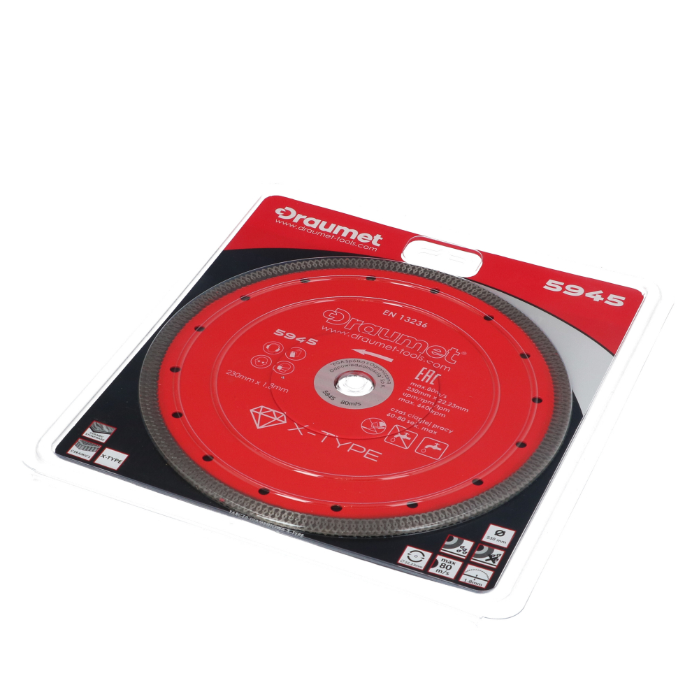 Disc subtire turbo PRO pentru taiere ceramica dura, gresie portelanata 125x1mm Draumet [2]