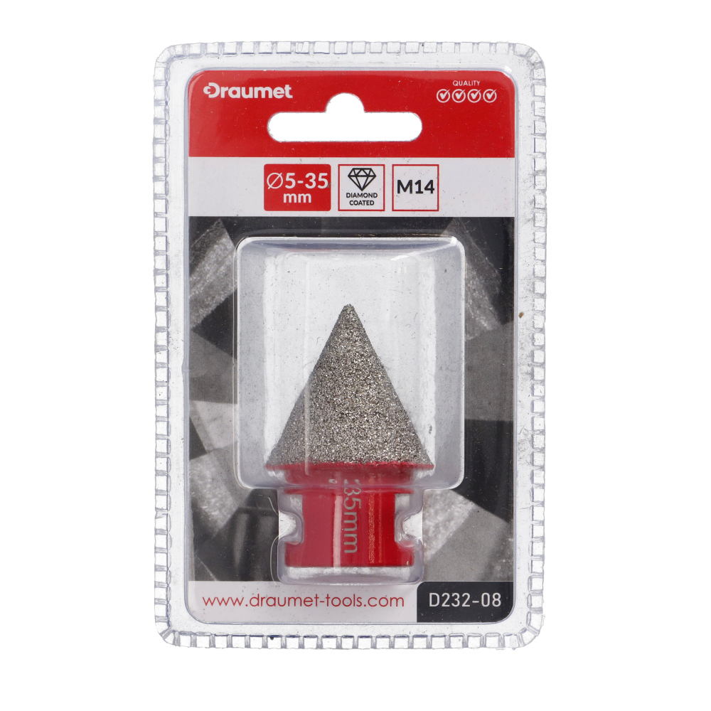 Freza diamantata conica M14-5-35mm pentru slefuire ceramica si piatra naturala Draumet [3]