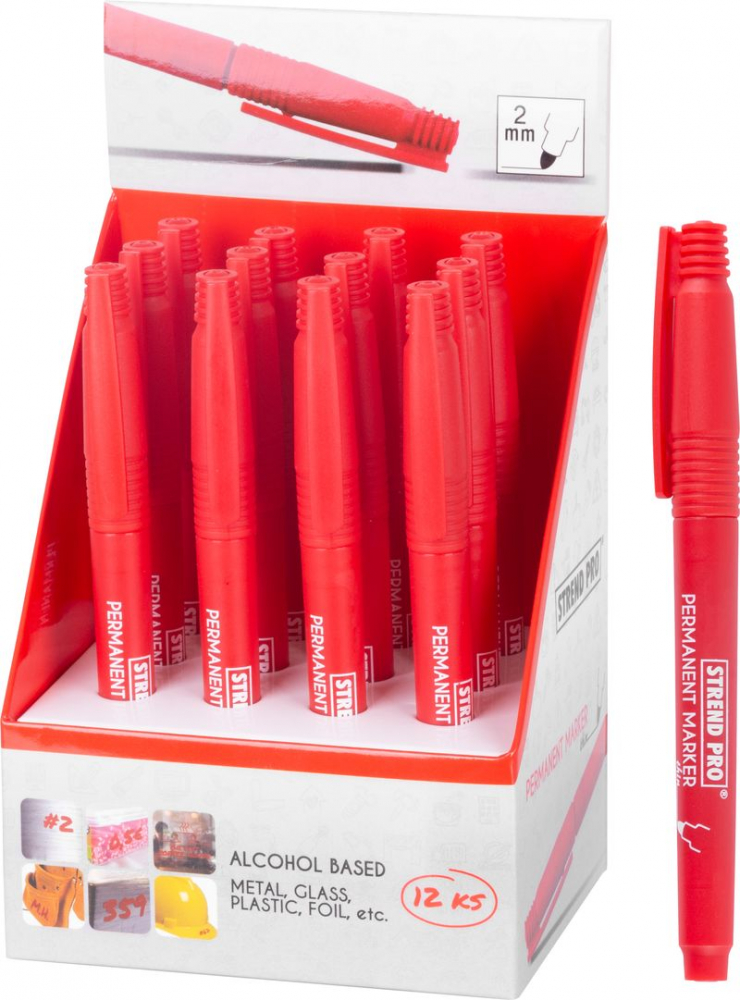 Marker permanent cu varf subtire rosu SK [2]