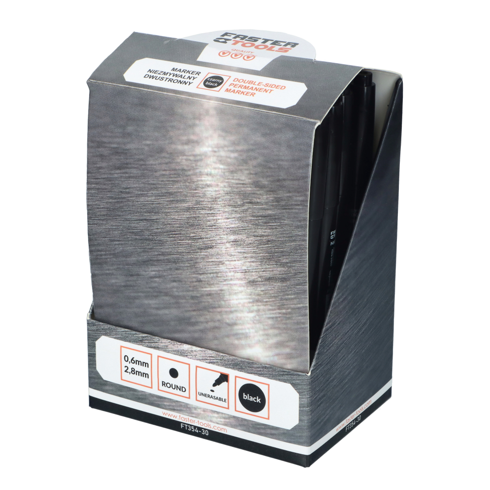 Marker permanent subtire negru cu 2 varfuri Faster Tools [7]