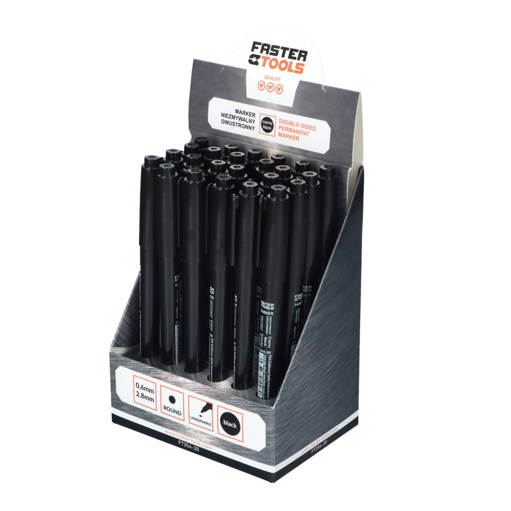 Marker permanent subtire negru cu 2 varfuri Faster Tools [4]