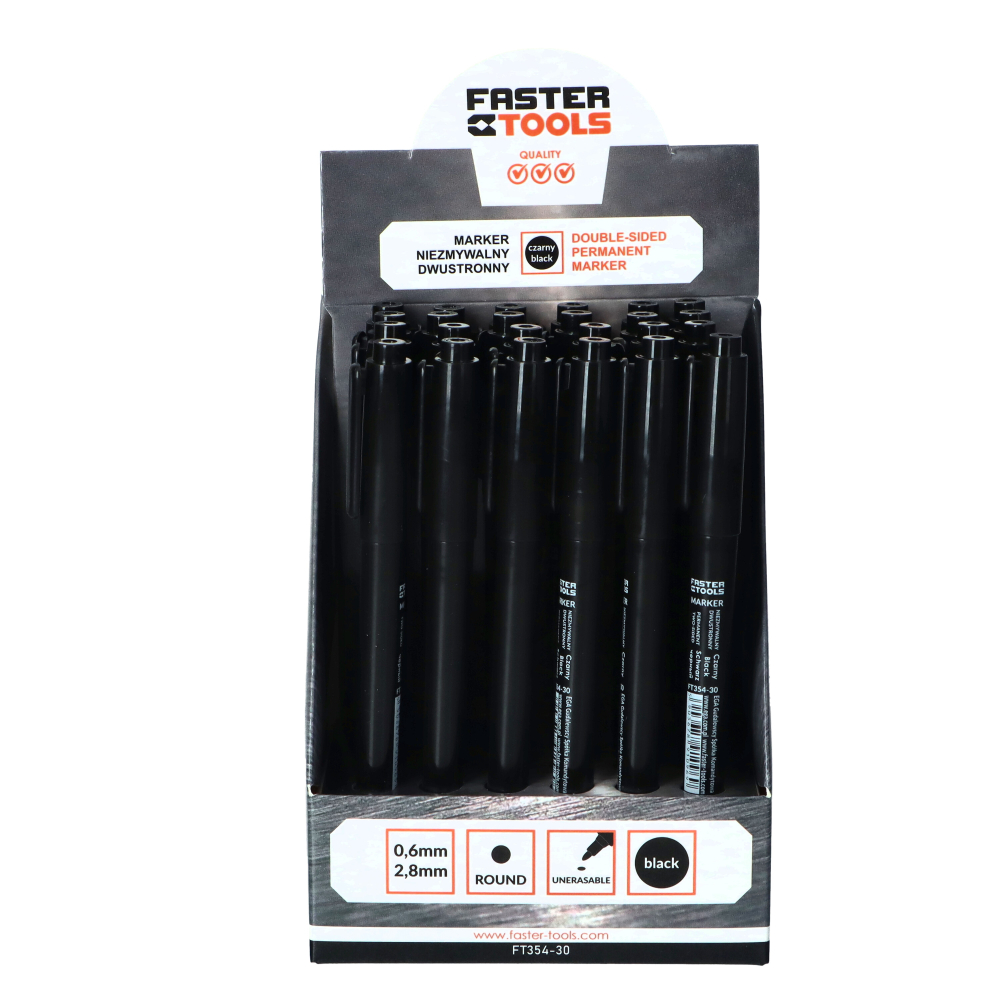 Marker permanent subtire negru cu 2 varfuri Faster Tools [5]