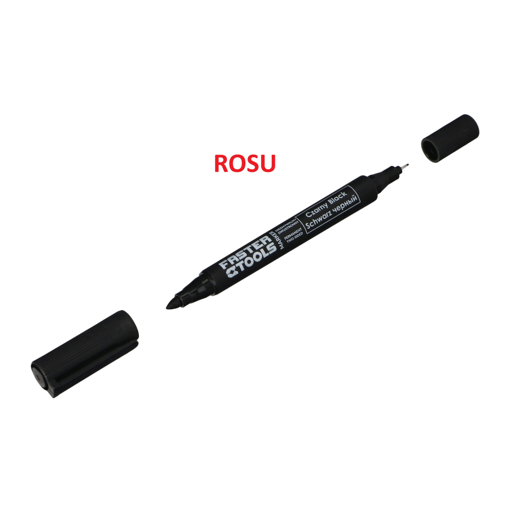 Marker permanent subtire rosu cu 2 varfuri Faster Tools [1]