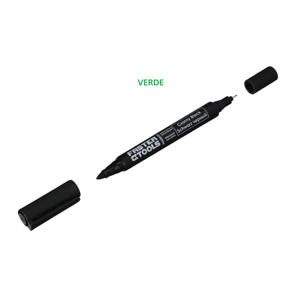 Marker permanent subtire verde cu 2 varfuri Faster Tools [1]