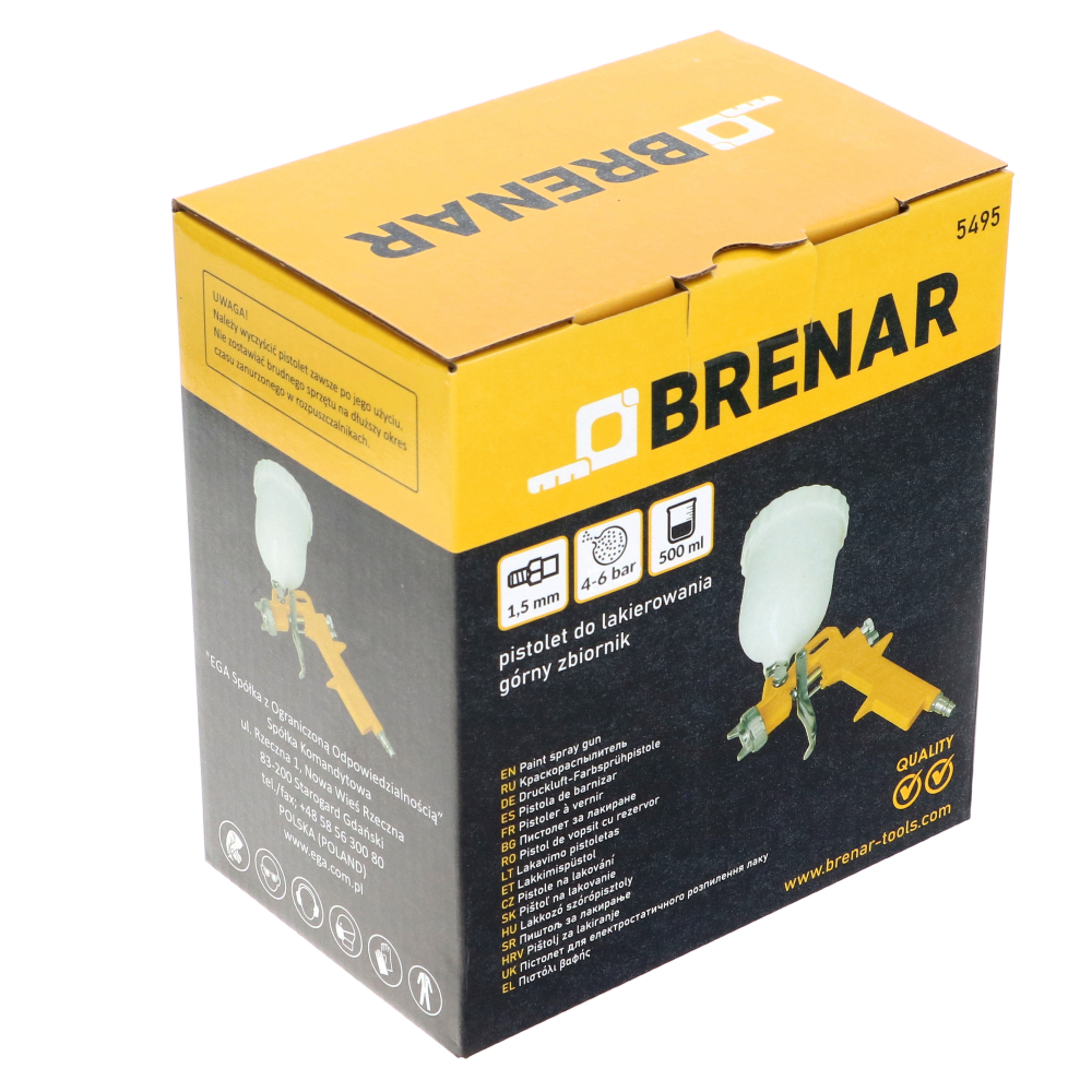 Pistol pentru vopsit cu aer si rezervor in sus 0.5l Brenar [3]